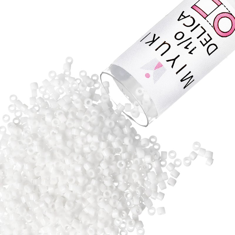 Miyuki Delica Seed Beads â€“ Size 11/0 (1.6 mm), DB0200, Opaque Chalk White, 7.2 g, Approx. 1440 Beads, Made in Japan - Image 1